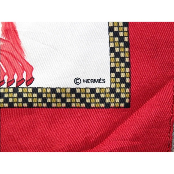 Hermes Harnais Français Silk Scarf in White and Gold - Picture 9 of 11